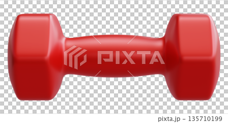 Red Fitness Dumbbell Front View 135710199