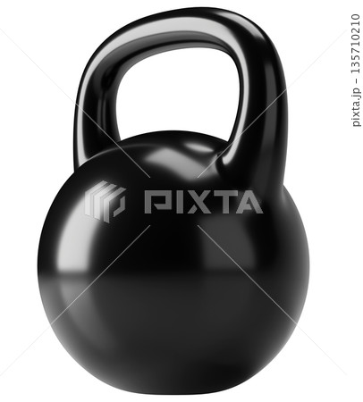 Black Kettlebell Isolated on Transparent Background 135710210