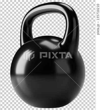 Black Kettlebell Isolated on Transparent Background 135710210