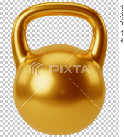 Gold Kettlebell Isolated on Transparent Background 135710219