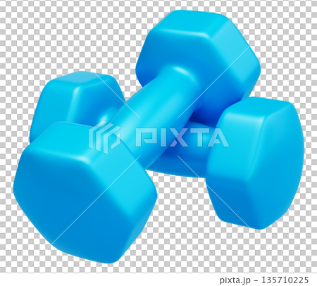 Two Blue Fitness Dumbbells Perspective View Two Blue Fitness Dumbbells Perspective View 135710225