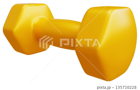 Yellow Fitness Dumbbell Perspective View 135710228