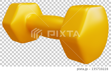 Yellow Fitness Dumbbell Perspective View 135710228