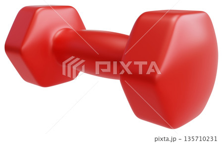 Red Fitness Dumbbell Perspective View Red Fitness Dumbbell Perspective View 135710231
