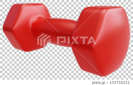 Red Fitness Dumbbell Perspective View 135710231
