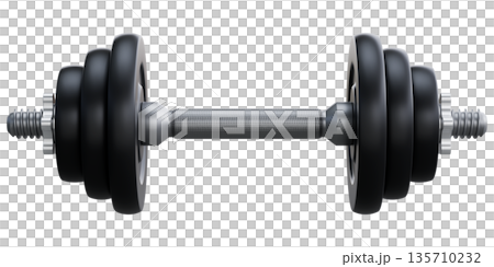 Adjustable Dumbbell with Black Weight Plates And Chrome Bar Front View 135710232