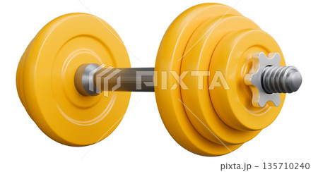 Adjustable Dumbbell with Yellow Weight Plates And Chrome Bar Perspective View Adjustable Dumbbell with Yellow Weight Plates And Chrome Bar Perspective View 135710240