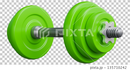 Adjustable Dumbbell with Green Weight Plates And Chrome Bar Perspective View Adjustable Dumbbell with Green Weight Plates And Chrome Bar Perspective View 135710242