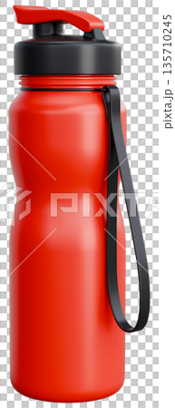 Red Sport Water Bottle 3D Illustration 135710245