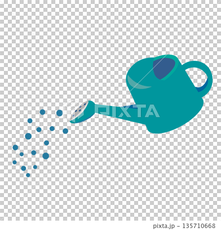 水やりの様子をデザインした、じょうろのイラスト 135710668