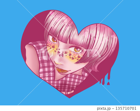 ピンクなハートの女の子 ピンクなハートの女の子 135710701