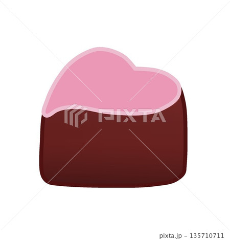 ハート型チョコレートのイラスト ハート型チョコレートのイラスト 135710711