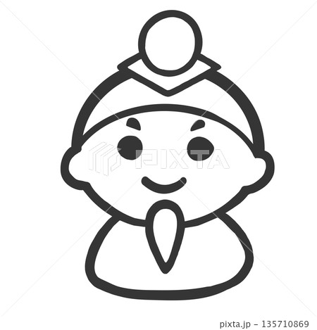 ひな祭りの男雛のかわいい線画イラスト ひな祭りの男雛のかわいい線画イラスト 135710869