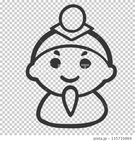 ひな祭りの男雛のかわいい線画イラスト ひな祭りの男雛のかわいい線画イラスト 135710869