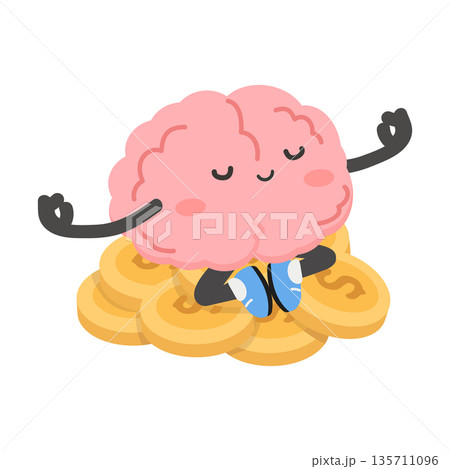 Brain Meditating on Coins 135711096
