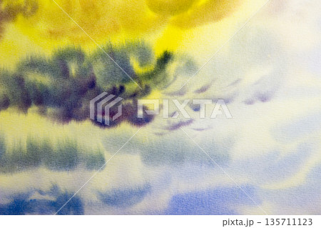 Watercolor painting cloud, sky colorful of raincloud in air. Watercolor painting cloud, sky colorful of raincloud in air. 135711123