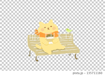 Vector, cat, coffee, cute, drink, relax, warm, holiday, hot drink, cat, tea 135711160