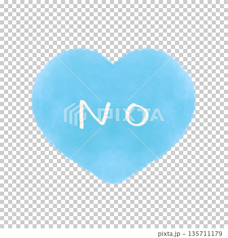 Simple watercolor illustration of a heart mark with the word NO in blue Simple watercolor illustration of a heart mark with the word NO in blue 135711179