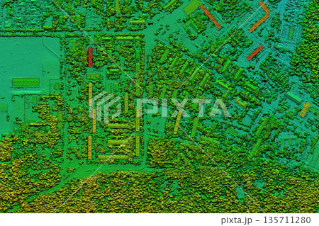 The digital model of the locality was made based on the results of aerial geodesy of the locality. Geodesy, topography, cadastre, Monitoring. GIS. 135711280