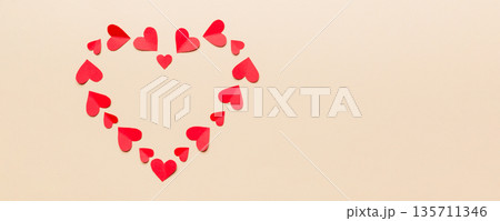 beautiful red heart frame. Valentine day background top view with copy space beautiful red heart frame. Valentine day background top view with copy space 135711346