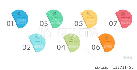 Infographic 7 options design elements for your business data. Vector Illustration. 135711450