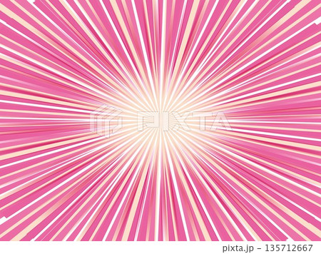 激しく発光するスピード感あふれる集中線背景素材_ライトピンク 135712667
