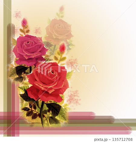 Painting red pink color of roses flowers. Painting red pink color of roses flowers. 135712708