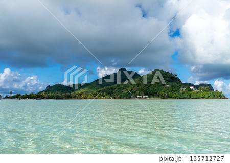 View of Maupiti Island from a white sand beach, French Polynesia View of Maupiti Island from a white sand beach, French Polynesia 135712727