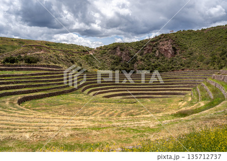 Inca agricultural terraces at Moray in the Sacred Valley, Peru 135712737
