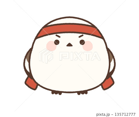 赤いハチマキをつけて応援するシマエナガ 135712777