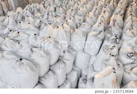 Big bags used for fertilizer storage and transport, known as FIBC, Flexible Intermediate Bulk Container. Big bags used for fertilizer storage and transport, known as FIBC, Flexible Intermediate Bulk Container. 135713684