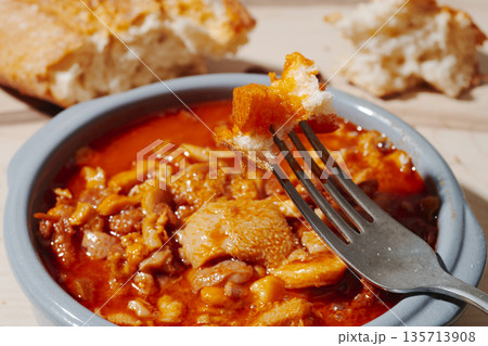 close view of the Spanish dish callos close view of the Spanish dish callos 135713908