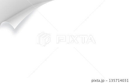 Curly Page Corner realistic illustration. Curled corners set. Paper page curl corner, flip turn fold sheet. Sticker. Vector 135714031