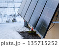 Solar panels with icy condition, green energy 135715252