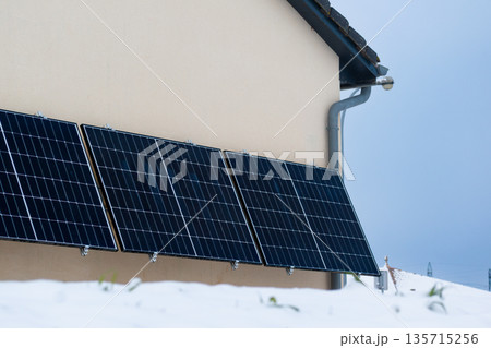 Solar panels with icy condition, green energy 135715256
