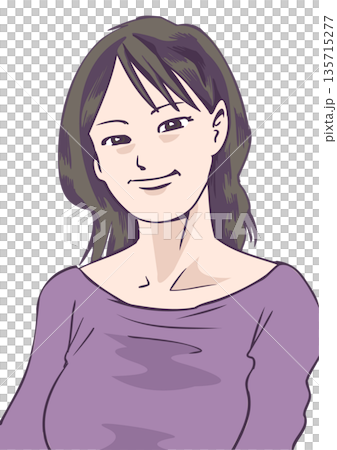 一位家庭主婦望著這邊,面帶微笑。 一位家庭主婦望著這邊,面帶微笑。 135715277