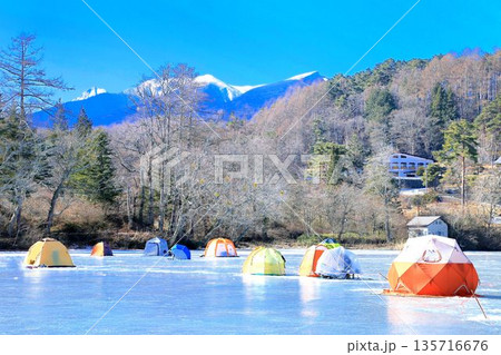 松原湖のワカサギ釣り 135716676