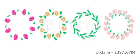 Set of spring and summer round floral frames Set of spring and summer round floral frames 135716704