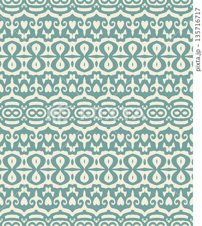 Teal Ornamental Seamless Pattern Background Illustration in Vintage Baroque Style, Surface Pattern for Fabric and Wallpaper Teal Ornamental Seamless Pattern Background Illustration in Vintage Baroque Style, Surface Pattern for Fabric and Wallpaper 135716717