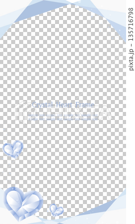 クリスタルハートのフレーム　白ベース（ブルーグレー）縦長16:9 135716798