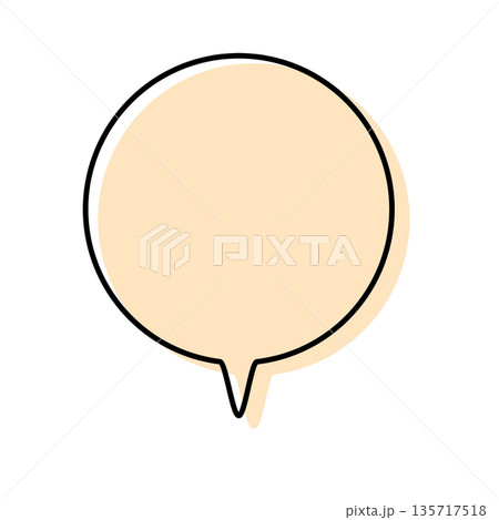 シンプルな線がずれた吹き出し　丸形の下向き 135717518
