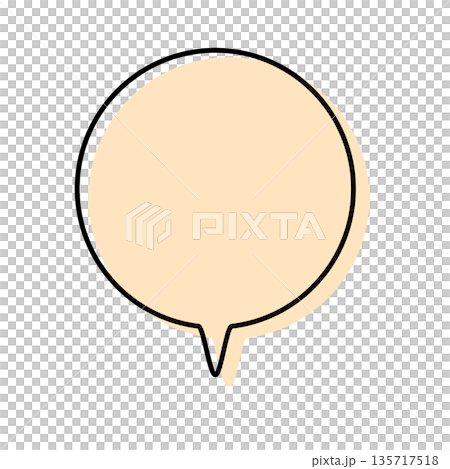 シンプルな線がずれた吹き出し　丸形の下向き 135717518