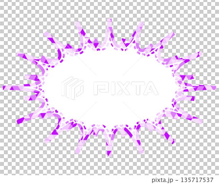 彩色玻璃風格的對話泡泡，三角形圖案，細長的鋸齒狀 135717537