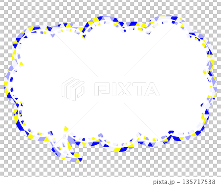 ステンドグラス風吹き出し　三角形模様　細長い雲形 135717538