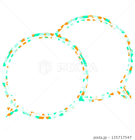 ステンドグラス風吹き出し　三角形模様　重なる会話 135717547