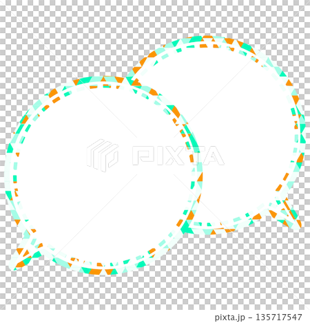 ステンドグラス風吹き出し　三角形模様　重なる会話 135717547