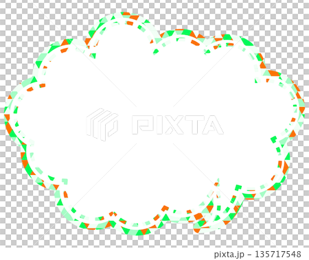 彩色玻璃風格的對話泡泡，三角形圖案，圓形雲形 135717548