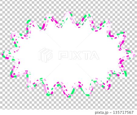 Stained glass style speech bubble, triangular pattern, elongated rounded jagged shape Stained glass style speech bubble, triangular pattern, elongated rounded jagged shape 135717567
