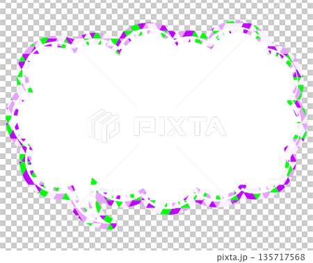 Stained glass style speech bubble, triangular pattern, elongated cloud shape Stained glass style speech bubble, triangular pattern, elongated cloud shape 135717568
