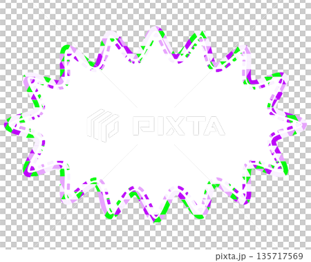 Stained glass style speech bubble, triangular pattern, elongated rounded jagged shape 135717569